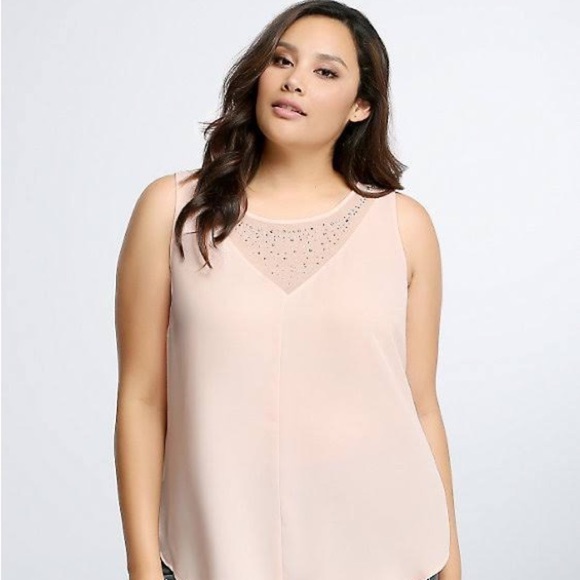 2/40 EUC Torrid Chiffon Sheer Light Pink & Gemstone w/ Gray Back Size Large / 0 - Picture 2 of 8